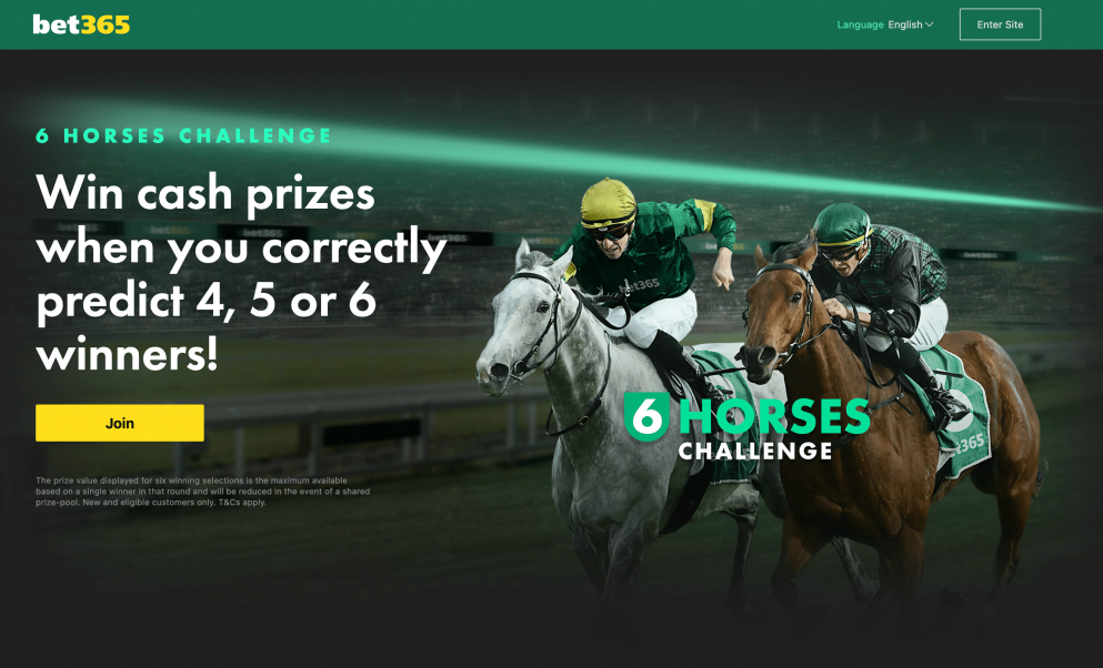 The 6 horses challenge is a free to play game from bet365
