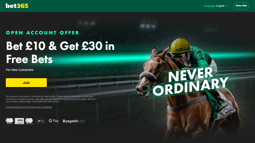 New bet365 customers can qualify for £30 in free bets